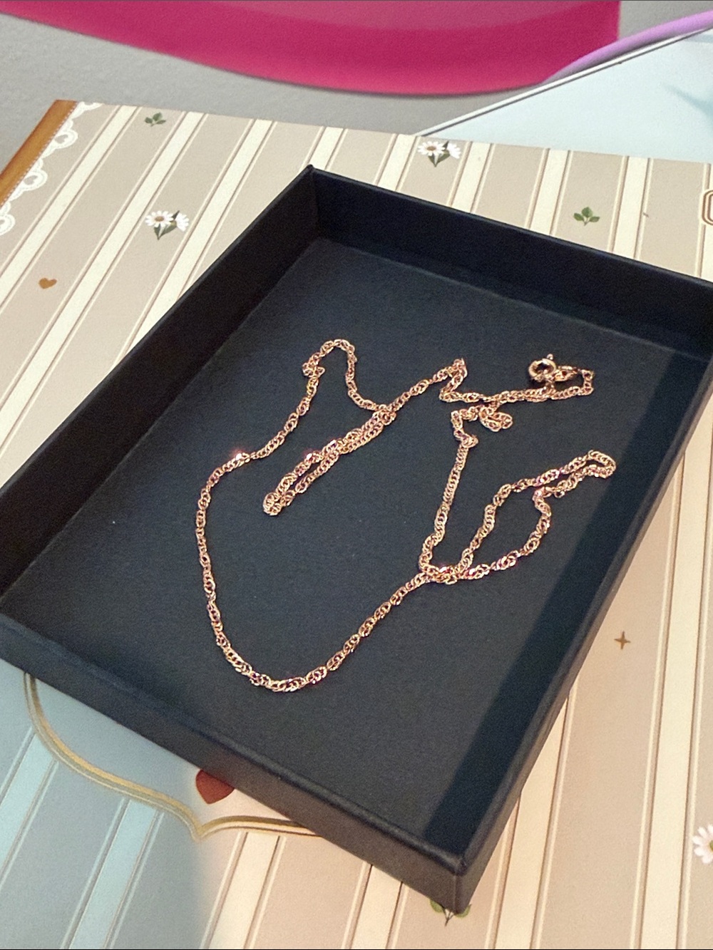 14k Solid Gold Rose Gold Singapore Chain Necklace